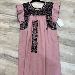 Margarita Mercantile Red Dress with Black Embroidery